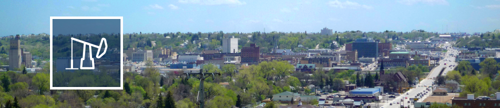 Photo of Minot, ND with an oil well icon from the USEITI project superimposed.