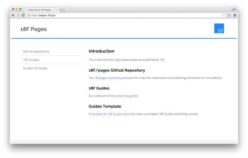 Screenshot of 18F Pages site
