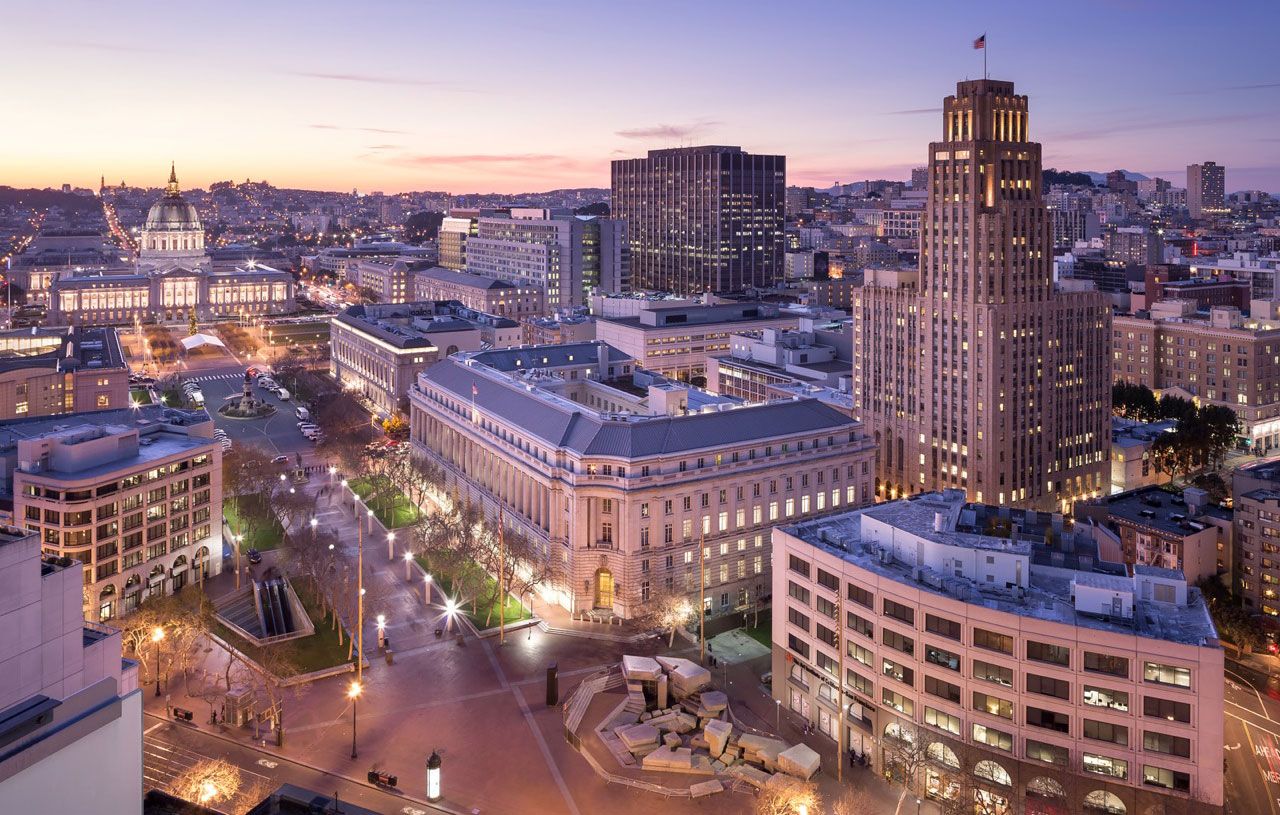 An aerial picture of 50 U.N. Plaza