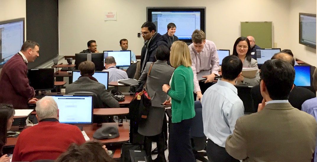 Representatives from the Department of Education, the Department of the Interior, the Department of the Treasury, and the Pension Benefit Guaranty Corporation gather for a sandbox testing session.