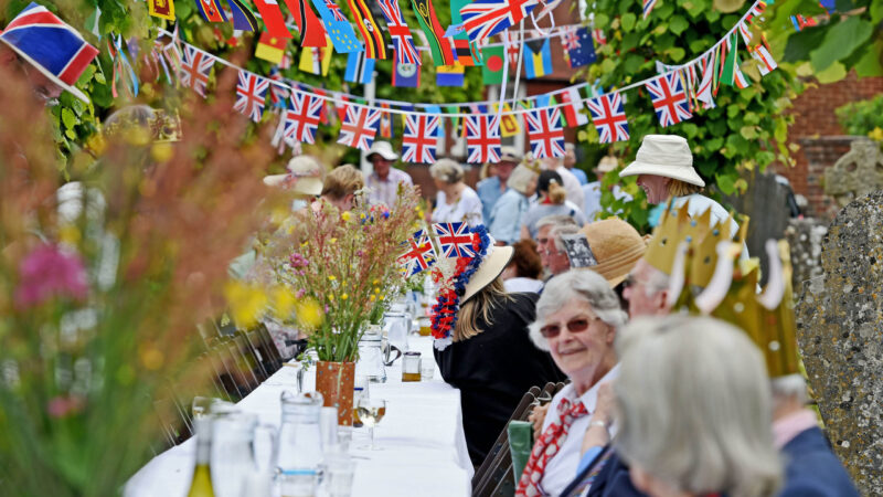 People enjoying a street party