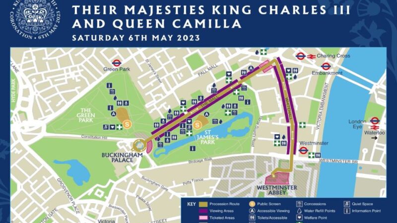 This map shows the main area where the events will happen - around Westminster in London