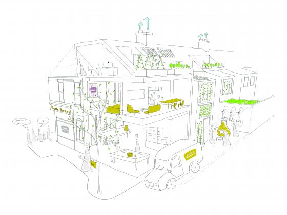 3D view of the bakery and back of the housing