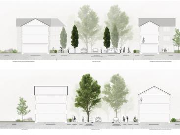 Section through street and sqaure