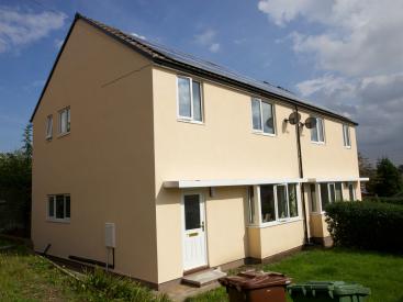 One of the completed pairs of semi-detached homes in Wakefield