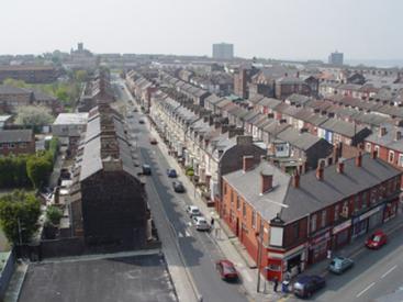 Aerial view of Anfield