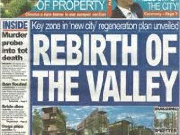 URBED's plans for the Valley made front page news of the Telegraph and Argus