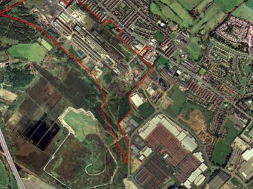 Aerial photo of Horwich with indicative site boundary