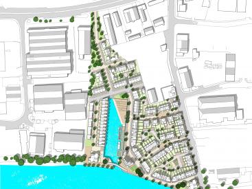 This map shows the first stages of development around the basin